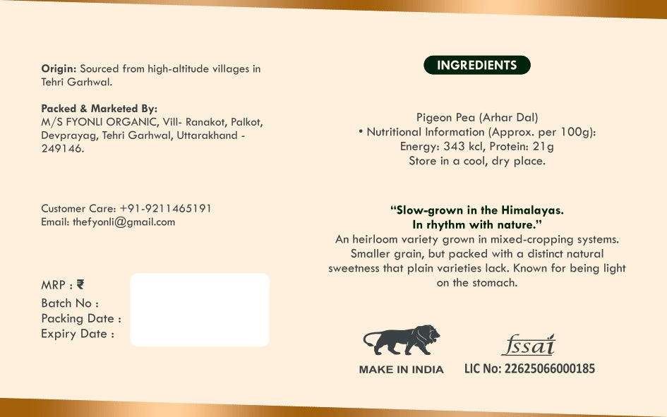 Pahadi Toor Dal (Unpolished Pigeon Pea)