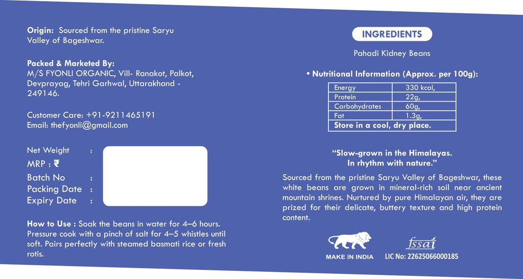 Bageshwar White Rajma (The Pearl of Bageshwar) - Single Origin | Hand-Picked | Naturally Grown