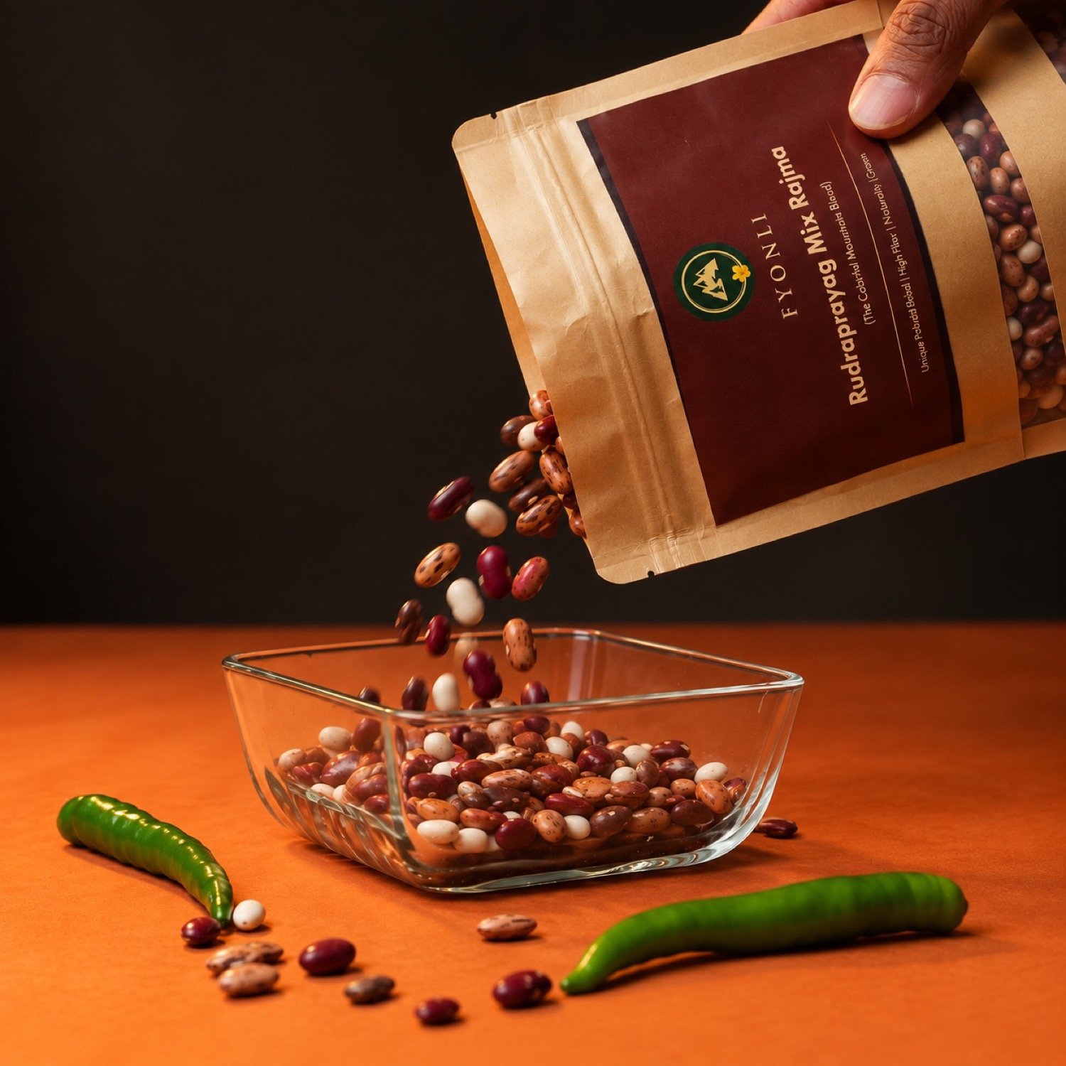 Rudraprayag Mix Rajma beans being poured